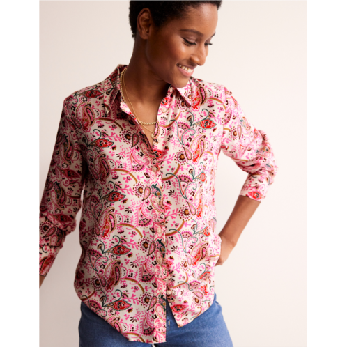 Boden Sienna Silk Shirt - Ivory, Fantastical