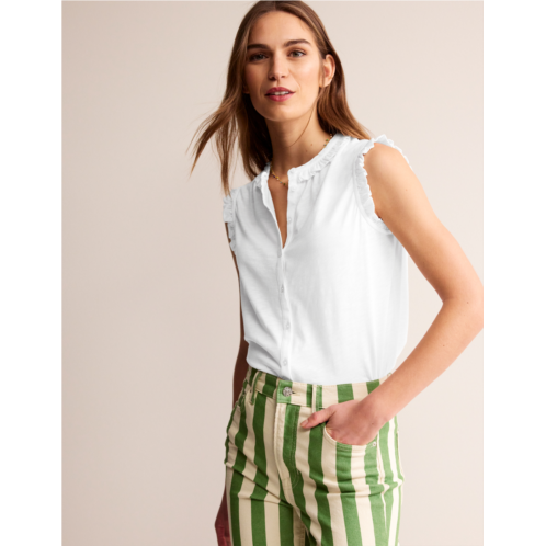 Boden Olive Sleeveless Shirt - White