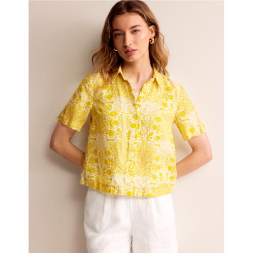 Boden Hazel Short Sleeve Linen Shirt - Passion Fruit, Gardenia Swirl