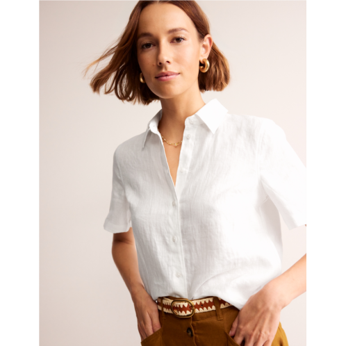Boden Hazel Short Sleeve Linen Shirt - White