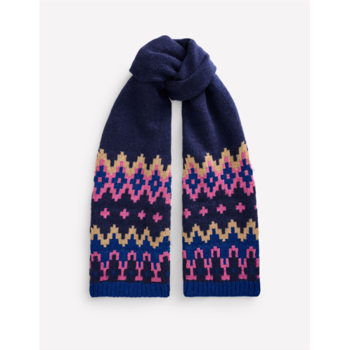 Boden Chunky Fair Isle Scarf - Navy