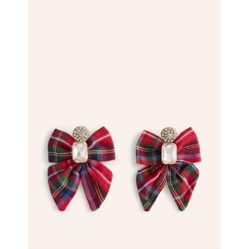 Boden Novelty Bow Earrings - Check