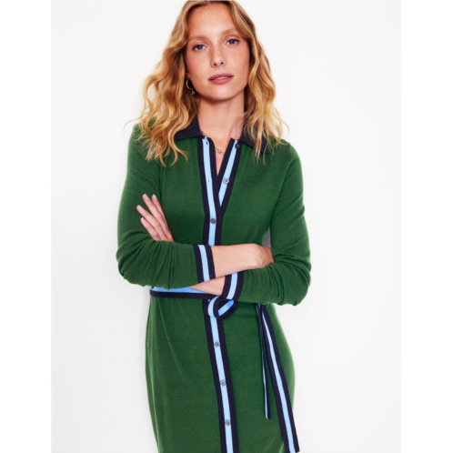 Boden Victoria Knitted Shirt Dress - Pine and Navy