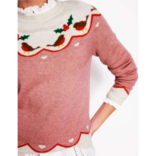 Boden Edie Fair Isle Sweater - Quartz Pink, Robins