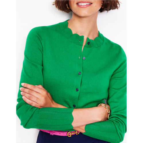 Boden Imi Scalloped Cardigan - Rich Emerald Green