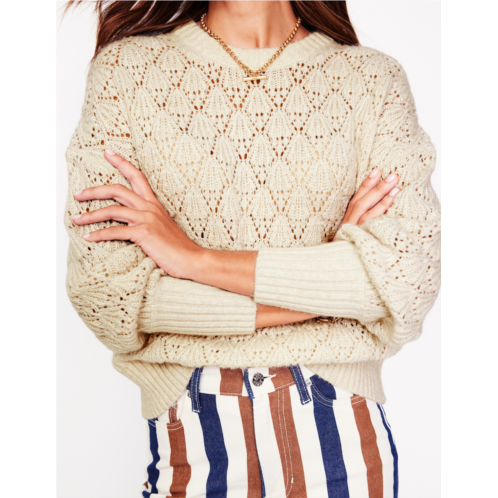 Boden Chunky Pointelle Sweater - Warm Ivory