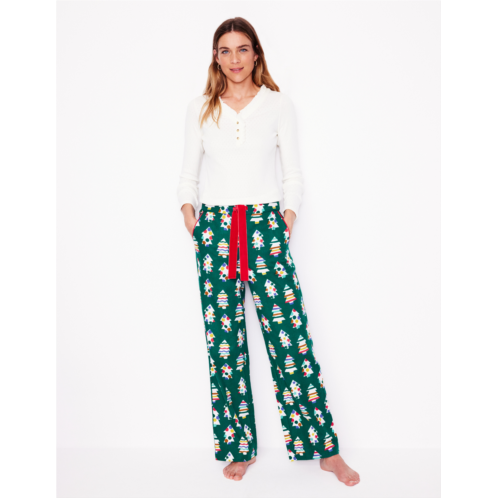 Boden Brushed Cotton Pajama Pants - Malachite, Christmas Trees