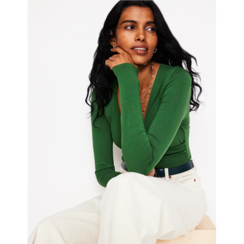 Boden Long Sleeve Wrap Top - Pine