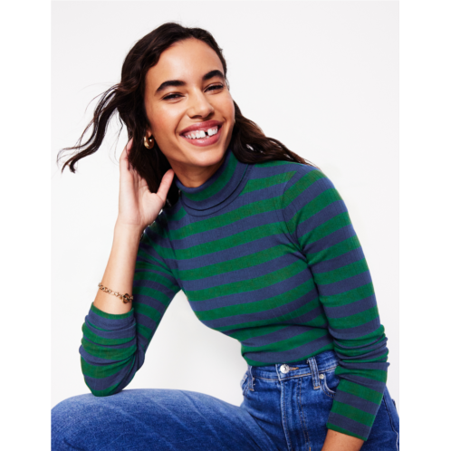 Boden Anna Rib Roll Neck Top - Pine, French Navy