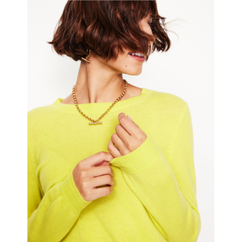 Boden Eva Cashmere Crew Neck Jumper - Soda Yellow