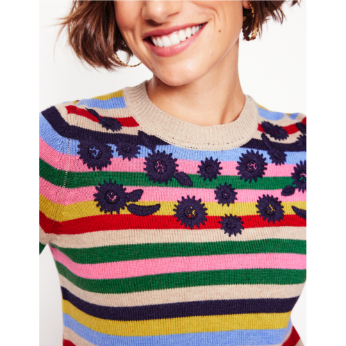 Boden Embroidered Floral Jumper - Multi, Rainbow