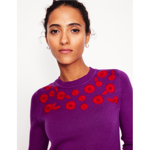 Boden Embroidered Floral Jumper - Regal Purple