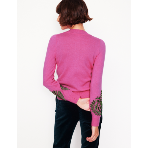 Boden Fenella Embellished Cardigan - Party Pink