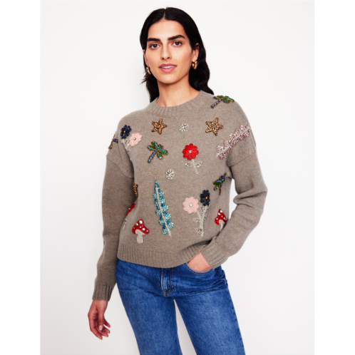 Boden Embellished Jumper - Mink Melange