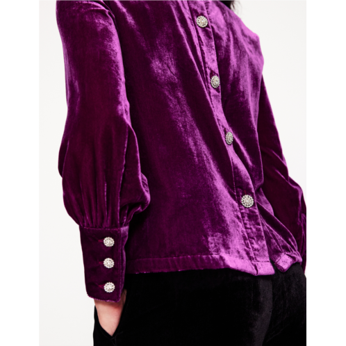 Boden Button Back Velvet Top - Regal Purple