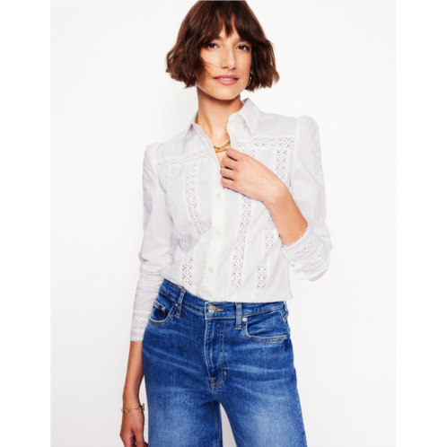 Boden Lace Insert Shirt - White