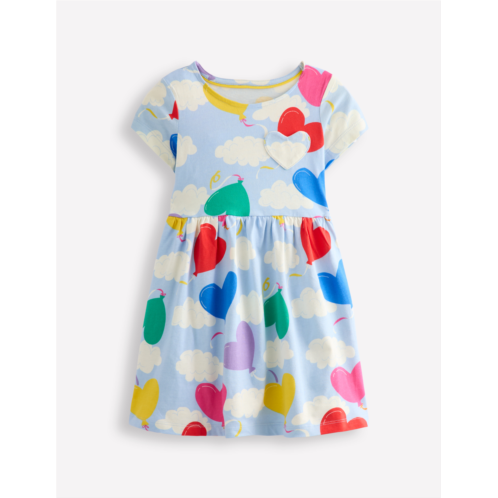 Boden Heart Pocket Fun Jersey Dress - Balloon Clouds