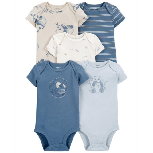 Carters Blue/White Baby 5-Pack Short-Sleeve Bodysuits