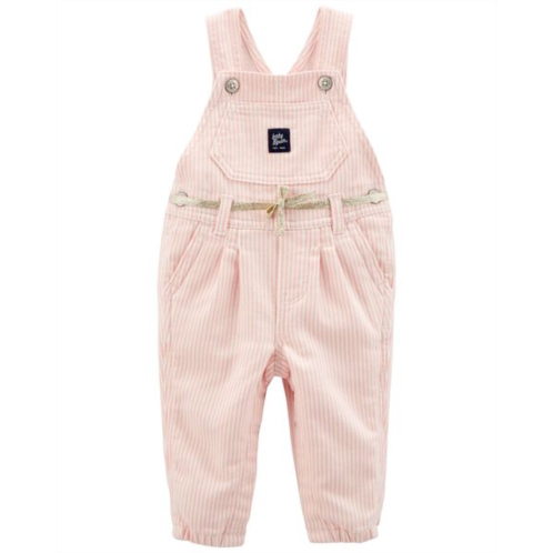 Carters Blush Pink Baby Denim History Stripe Overalls