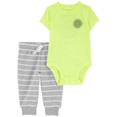 Carters Neon Yellow/Heather Baby 2-Piece Neon Sun Bodysuit Pant Set