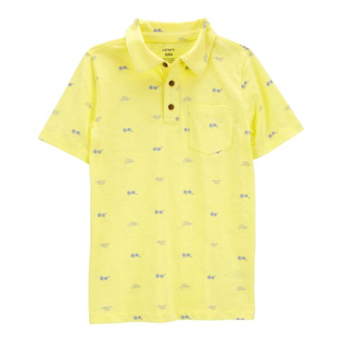 Carters Yellow Kid Sunglasses Print Polo Shirt
