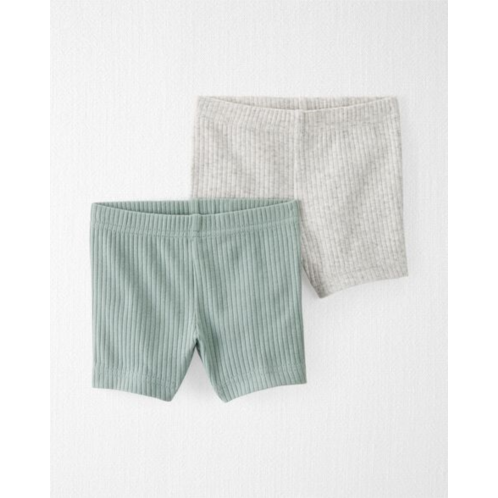 Carters Summer Grass/Essential Grey Baby Organic Cotton Ribbed Pedal Shorts