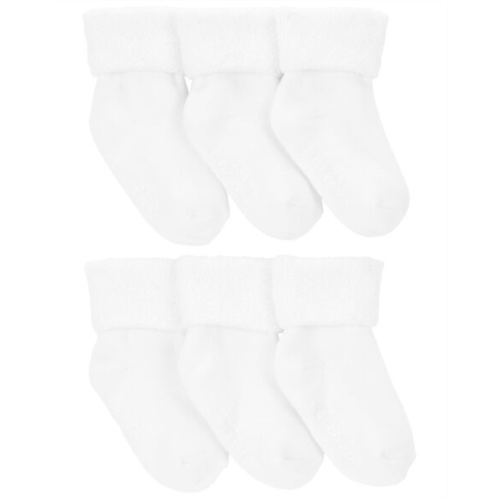 Carters White Baby 6-Pack Foldover Booties