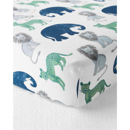 Carters Safari Print Baby Organic Cotton Standard Crib Sheet