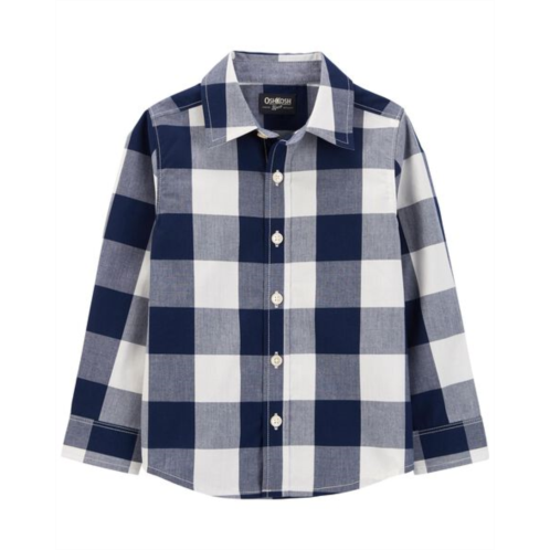 Carters Navy Toddler Plaid Button-Front Shirt