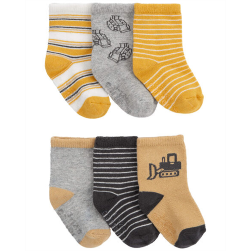 Carters Grey/Yellow Baby 6-Pack Construction Socks