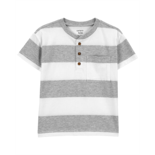 Carters White/Grey Toddler Striped Jersey Henley