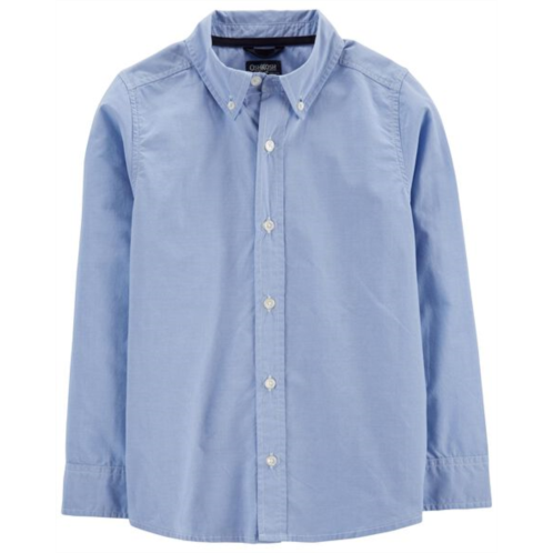 Carters Blue Kid Long Sleeve Button-Front Uniform Shirt