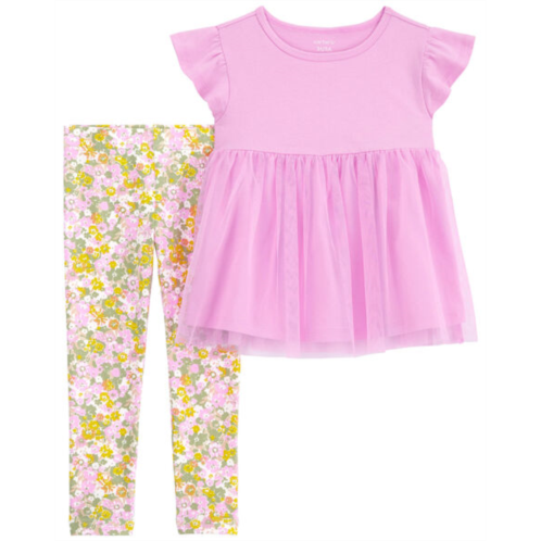 Carters Multi Baby 2-Piece Tulle Top & Floral Legging Set