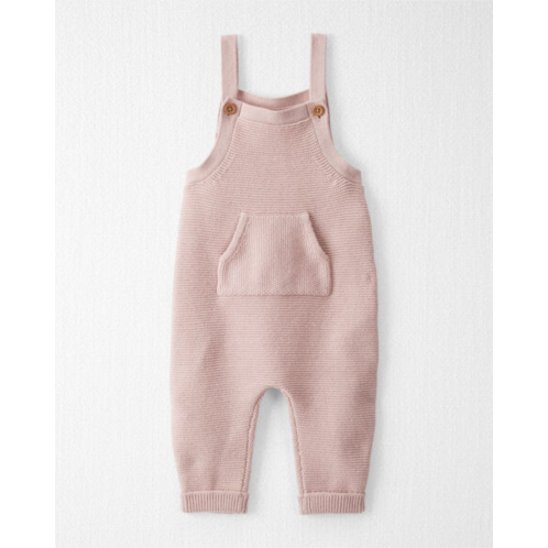 Carters Pink Baby Organic Cotton Sweater Knit Overalls in Perfect Pink