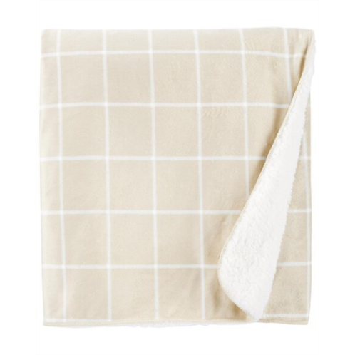 Carters Beige Baby Window Pane Plush Blanket