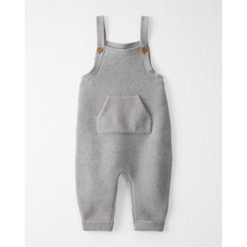 Carters Heather Grey Baby Organic Cotton Sweater Knit Overalls in Heather Grey