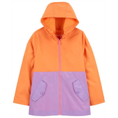 Carters Peach Purple Colorblock Kid Colorblock Rain Jacket