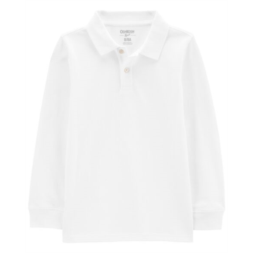 Carters White Kid White Long-Sleeve Pique Polo Shirt