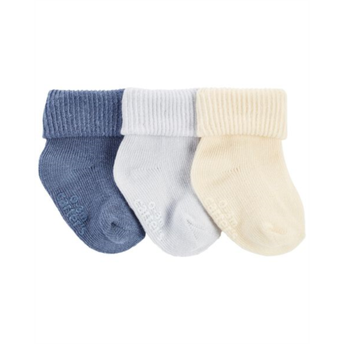 Carters Blue Baby 3-Pack Ribbed Booties