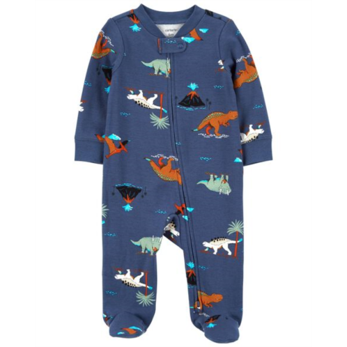 Carters Navy Baby Dinosaurs 2-Way Zip Cotton Sleep & Play Pajamas