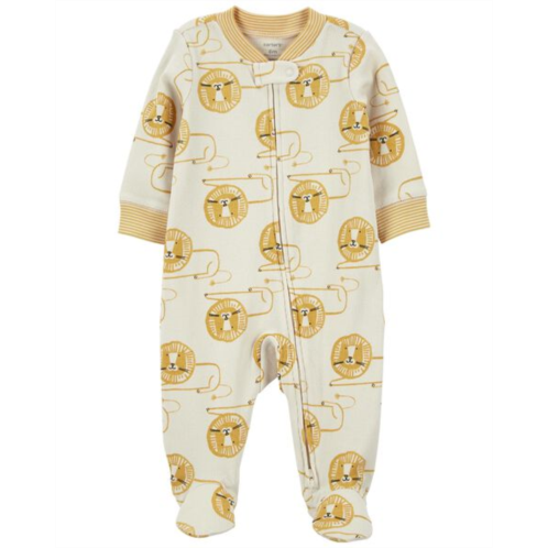 Carters Gold Baby Lion 2-Way Zip Cotton Blend Sleep & Play Pajamas