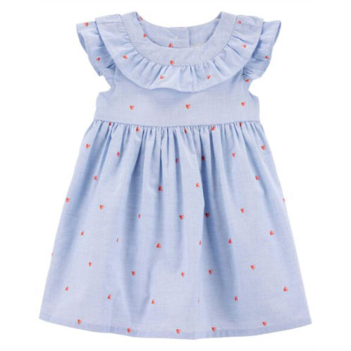 Carters Blue Baby Heart Print Flutter Babydoll Dress