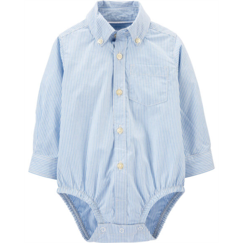 Carters Blue Baby Oxford Button-Front Bodysuit