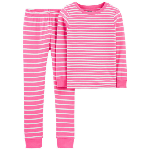 Carters Pink Kid 2-Piece Striped Snug Fit Cotton Pajamas