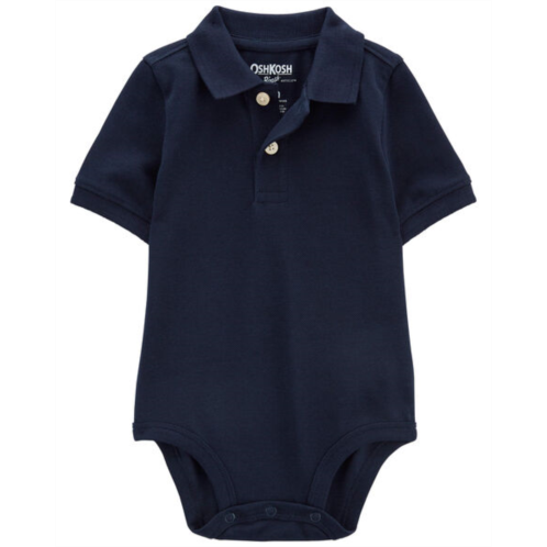 Carters Navy Baby Navy Pique Polo Bodysuit
