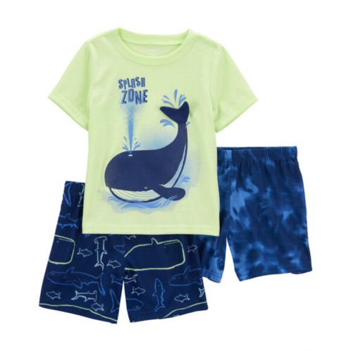 Carters Green Toddler 3-Piece Whale Loose Fit Pajama Set