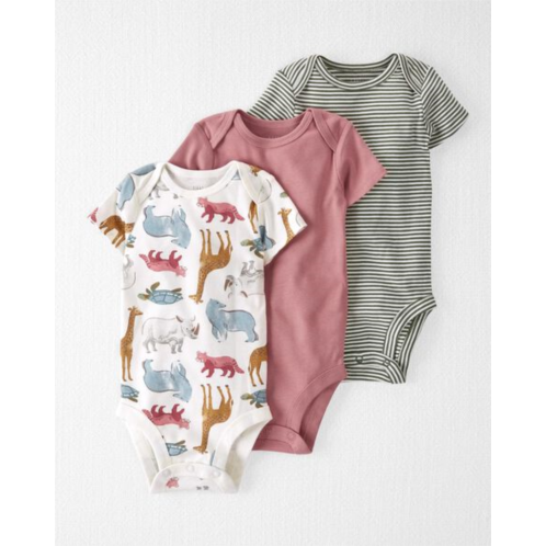 Carters Multi Baby Organic Cotton Rib 3-Pack Striped & Animal-Print Bodysuits