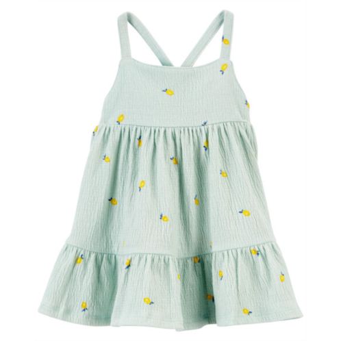 Carters Light Blue Baby Lemon Print Crinkle Jersey Dress
