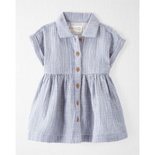 Carters Beats Blue Stripe Baby Organic Cotton Striped Button-Front Dress