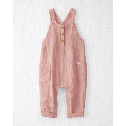 Carters Dusty Rose Baby Organic Cotton Gauze Overalls in Pink